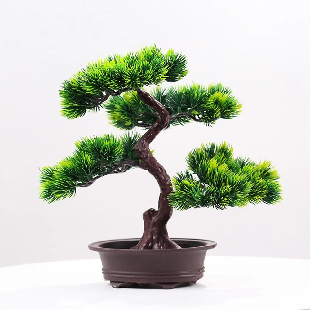 

Fake Bonsai Artificial Plant Small Tree Pot Plants Guest-Greeting Pine Tree Plant Arrangement Home Ornament Office Decor Hot