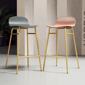 

Modern Light Luxury Ins Bar Chair Bar Chairs Nordic Metal Minimalist Home Restaurant High Chair Bar Stool