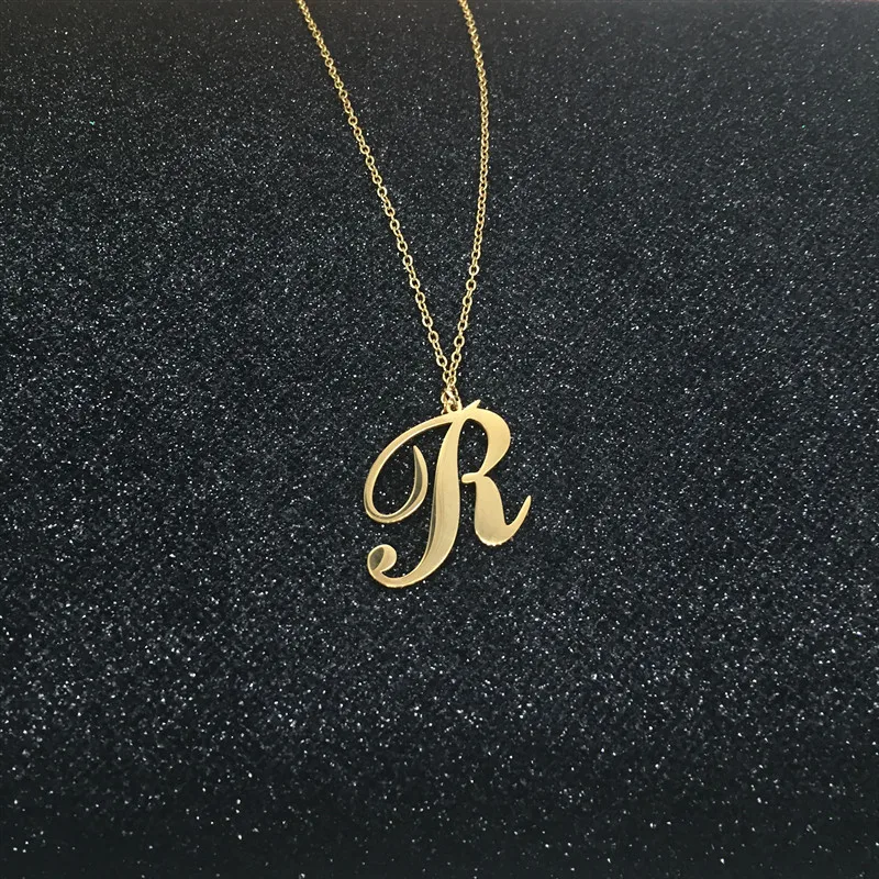 Minimalist Initial Necklace Initial Necklace AtoZ 26 Letter Necklace M Stainless Steel Necklace Mom's Gift