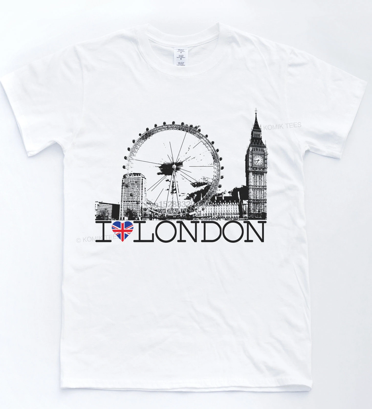 Новая белая футболка I LOVE LONDON. Мужские s Wo мужские путешествия известный город все