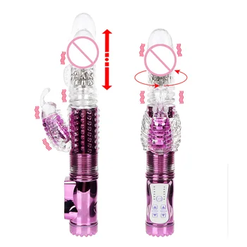 IKOKY Dildo Vibrator for Women Telescopic Rotating Bead Rods USB Rechargeable Butterfly Dual Vibration Wand Sex Toys 3