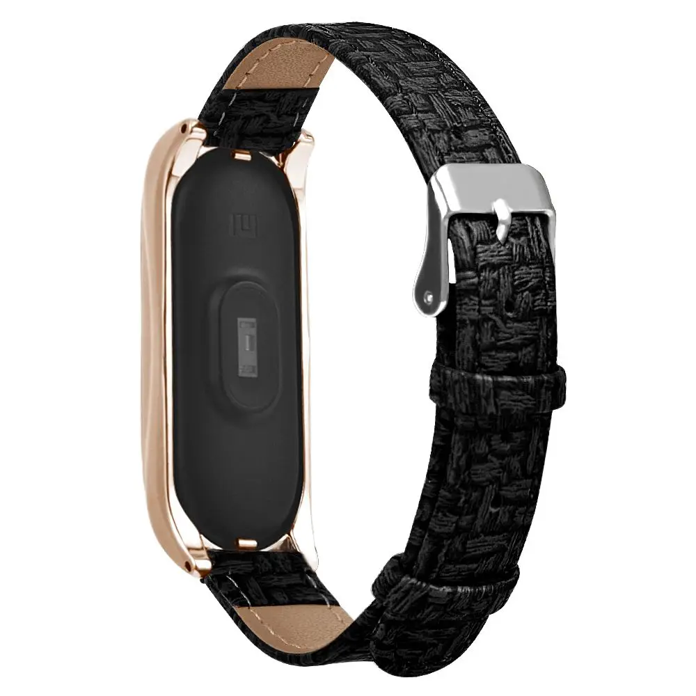 Bakeey для Xiaomi Miband 4 металлический корпус переплетение текстуры кожаный ремешок для часов на замену модные умные аксессуары