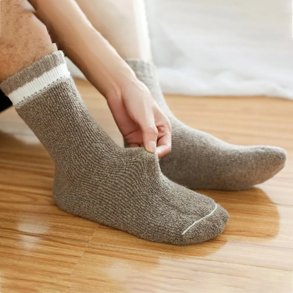 

5Pairs/lot Men's Wool Socks Winter Casual Thick Warm Winter Men's Simple Solid Color Socks Male High Quality
