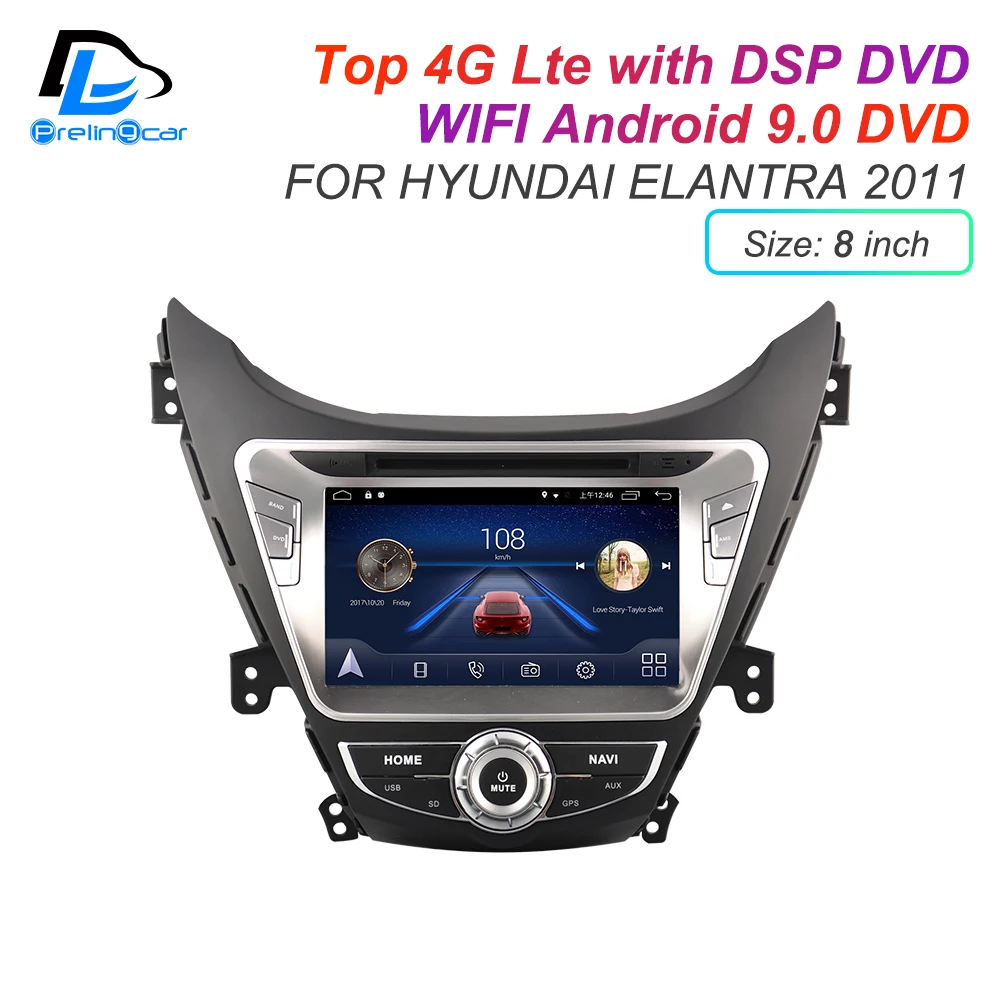 Discount IPS screen DSP sound Android 9.0 2 DIN 4g Lte radio For hyundai elantra 2008 2011 2014 years GPS DVD player stereo navigation 3