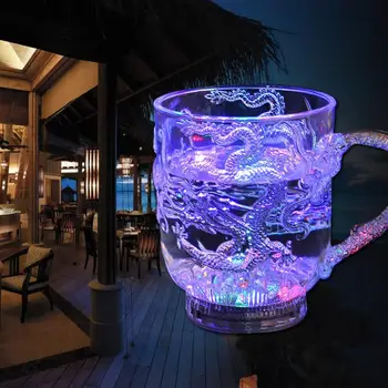 

Plastic Cup Wine Glass Luminous Cup Flashing Color Change Activated Light Up Led Tool Tableware Universal Dragon Cool