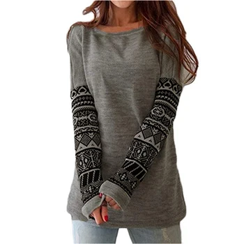 

Women Printing Blouse Spring Autumn Clothes Long Sleeve Loose Tops Female Crochet Pullover Shirt