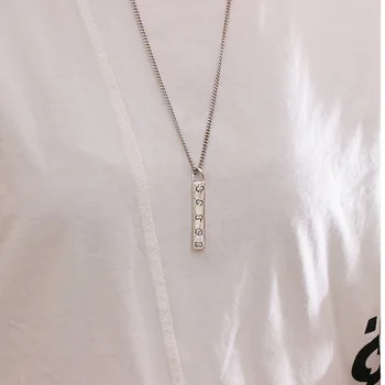 

Original Model 1: 1 925 Sterling Silver High-End Elfin Strip-Type Pendant Necklace Women Logo Simple Jewelry Valentines Gift