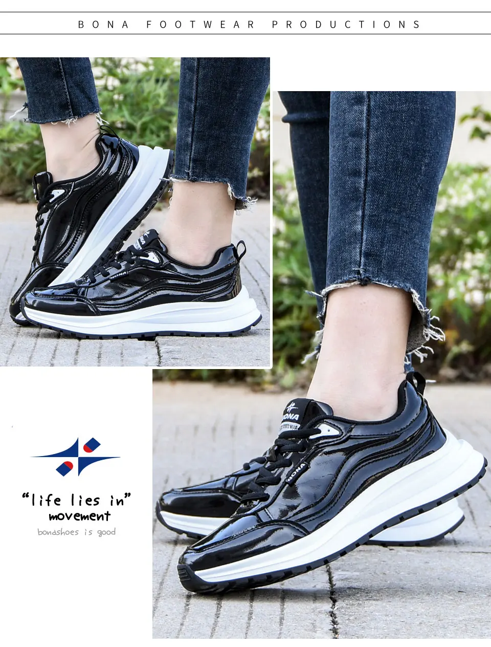 BONA 2021 New Designers Trendy Casual Flats Sneakers Ladies Fashion Comfort Platform Vulcanized Shoes Women Leisure Footwear