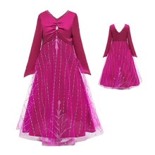 «Принцесса Эльза» платье для девочек для Штаны для девочек с рождественским изображением карнавальный костюм Одежда на выход для детей с принтом «Снежная королева история 2 Косплэй Детский костюм принцессы