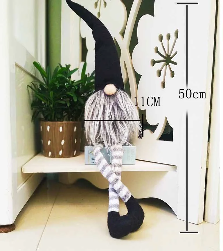 Tomte Gnome украшения стоящая осанка Рождественская Кукла оконный орнамент подарок вечерние игрушки с длинными ногами в полоску
