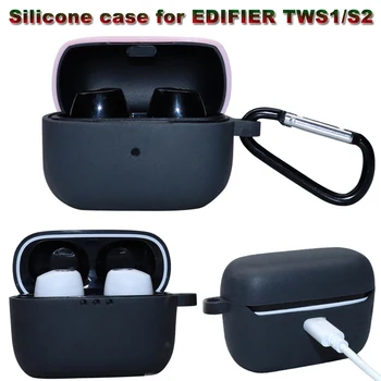 

JINSERTA Silicone Case for EDIFIER TWS1 Bluetooth Earbuds Protective Cover Carabiner for EDIFIER TWS1 TWS2 Charging Box
