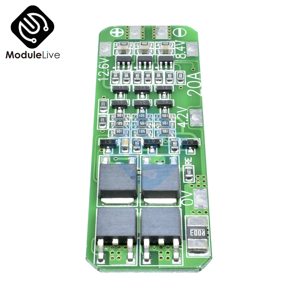 3S 20A литий-ионная литиевая батарея 18650 зарядное устройство PCB плата защиты BMS для сверлильного мотора 12,6 в Lipo ячеечный модуль 64x20x3,4 мм