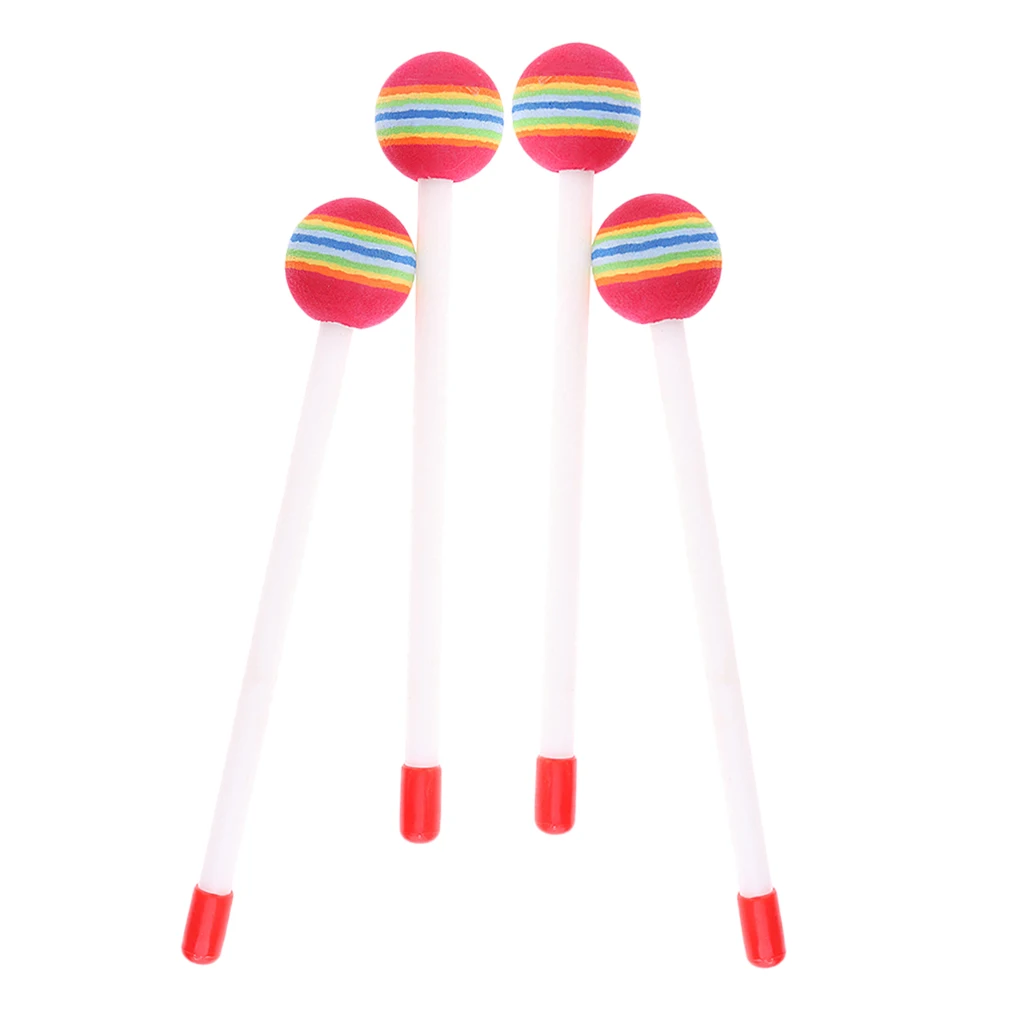 2 Pair Lollipop Hand Drum Mallet Hammer Musical Percussion Toys Educational
