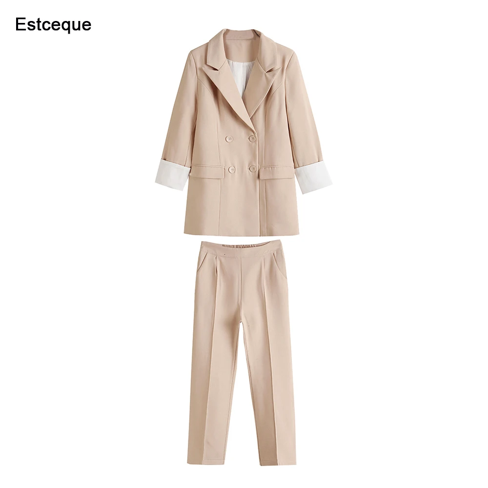 Werk Mode Broek Past 2 Delige набор voor vrouwen двубортный винтажный Блейзер Куртка & Kantoor Dame Pak feminino