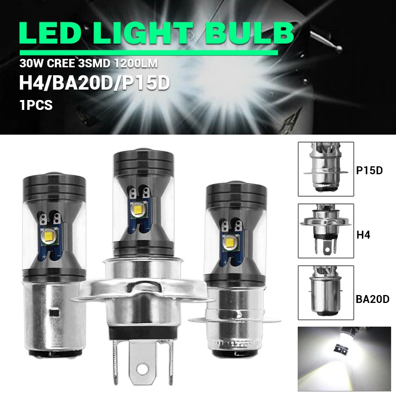 

H4 H6 P15D BA20D mini Led Motorcycle Headlight Bulb 1200LM High/Low Beam 6000K white DRL car motorcycles Accessories 12V