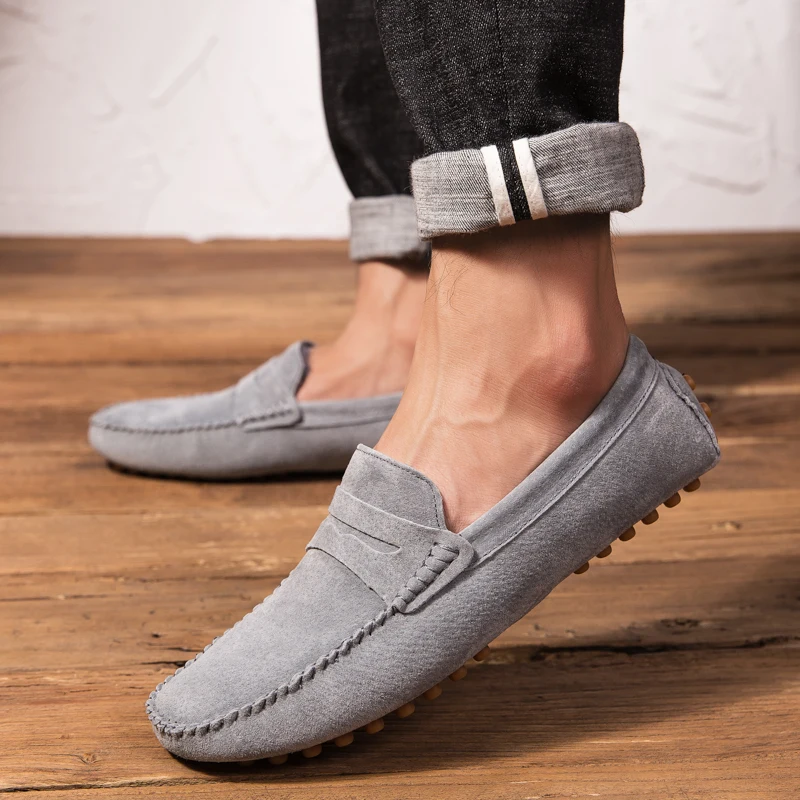 Fashion Boat Shoes Male Winter Plush Suede Mens Loafers Moccasin Flat Casual Loafers Male Leisure Driving Shoes Men HC-477
