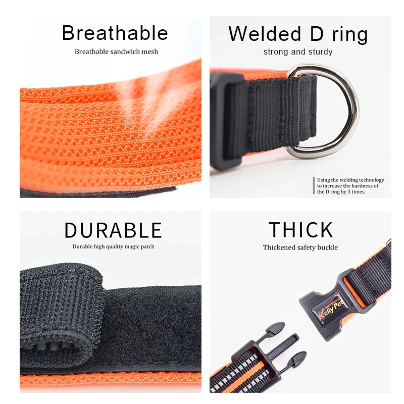 Dog Collar Breathable Mesh Nylon Reflective Pet Collars For Dogs Small Medium Large