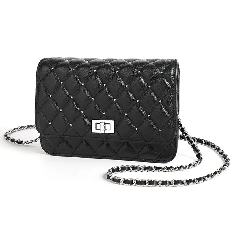

Shoulder Bag 2020 New Trend Ladies Shoulder Messenger Bag All-match Lingge Small Fragrance Chain Premium Texture Rivet Bag