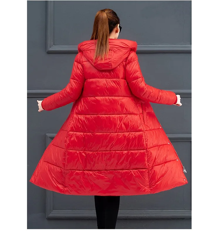 Длинная хлопковая стеганая одежда для женщин, зима, стиль, выше колена, женское стеганое хлопковое пальто, корейский стиль, свободный крой, слимми