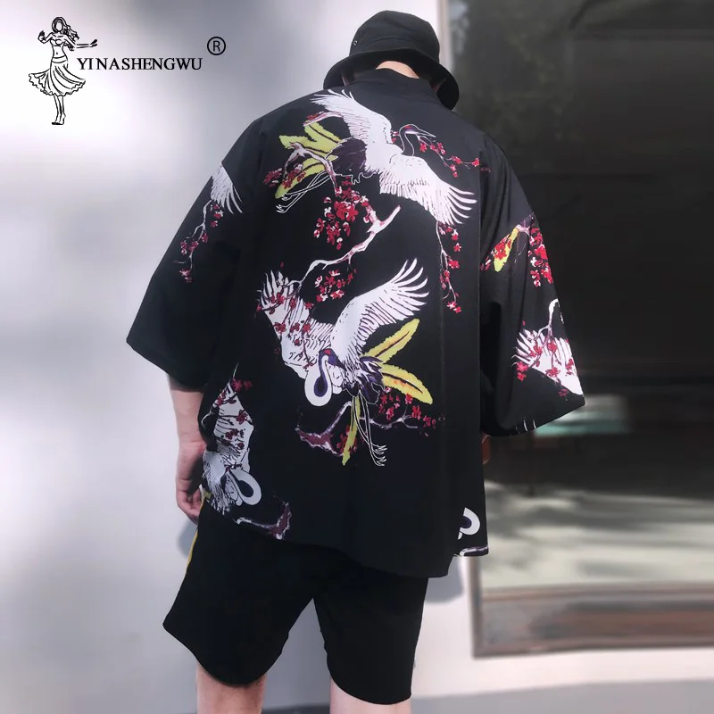 Азиатская одежда косплей японское кимоно женский кардиган с принтом аниме лето цифровой печати свободная рубашка Топы повседневные женские мужские кимоно пальто