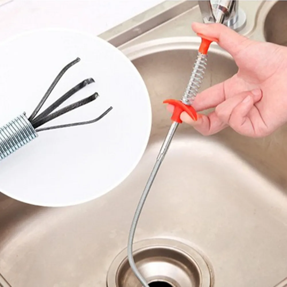 

Sink Drains Grabber Tool Flexible Long Reach Claw Pick Up Narrow Bend Curve Floor Drain Sewer Spring Grip Cleaner Kitchen 60cm