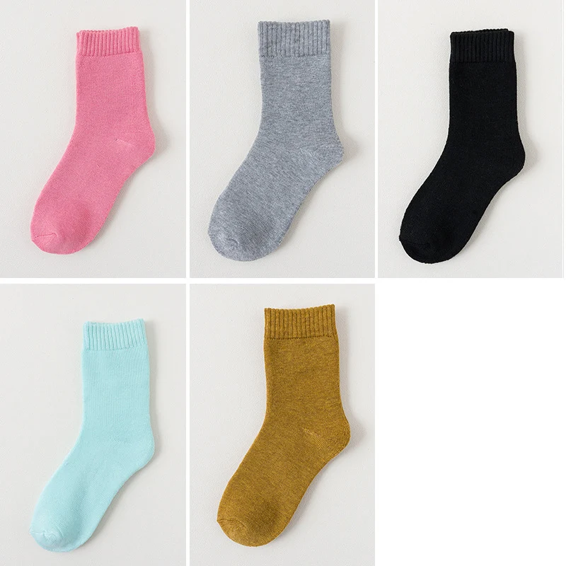 5 пар носков женские зимние плюшевые теплые махровые носки хлопковые одноцветные Повседневные носки для улицы в стиле ретро, размеры 36-40 - Цвет: combination12