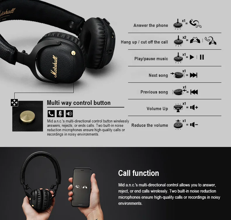 Headset Wireless Bluetooth With Multi-way Control Button Foldable Manual Noise Reduction Earphones Portable Outdoor Headphone