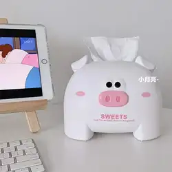 Piggy Tissue Box Living Room Bedroom Creative Cute Paper Box Dust-proof Decoration Coffee Table Desktop Roll Paper Storage Box