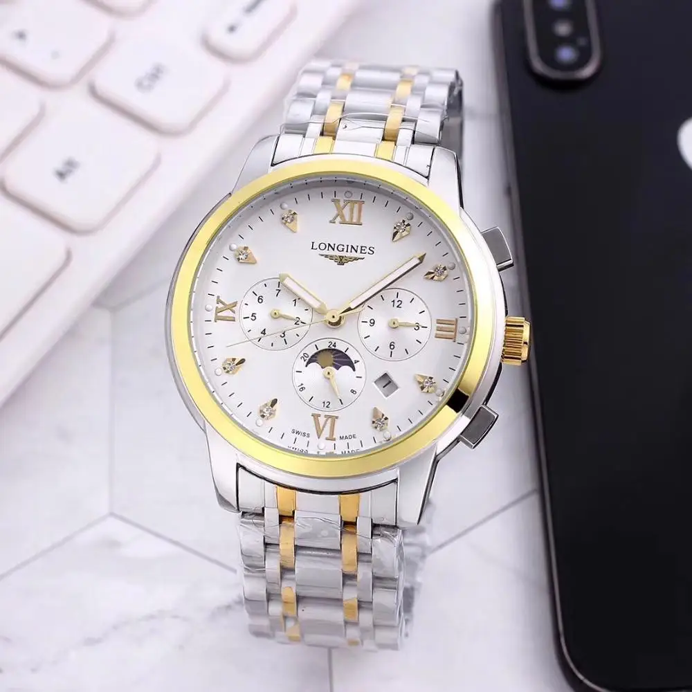

New 2020 Longines- Three-pin Watch Simple Sports Leisure Multifunctional Mechanical Men's Watch Women's Watch AAA Gift 818