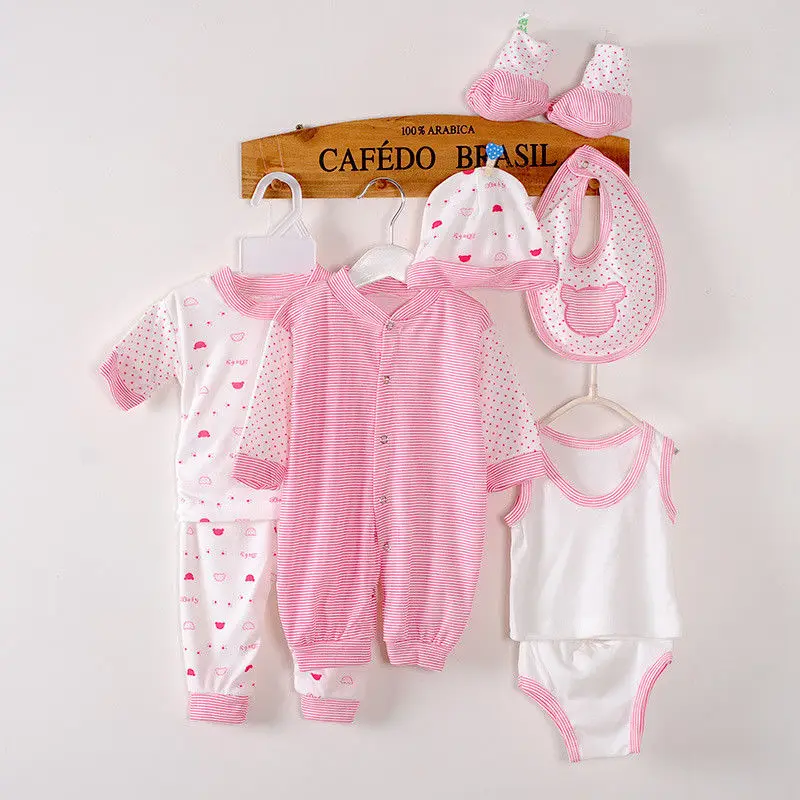 Унисекс для новорожденных мальчиков и девочек 8 шт. одежда Сетчатая Сумка Layette подарок комплект одежды от 0 до 3 месяцев