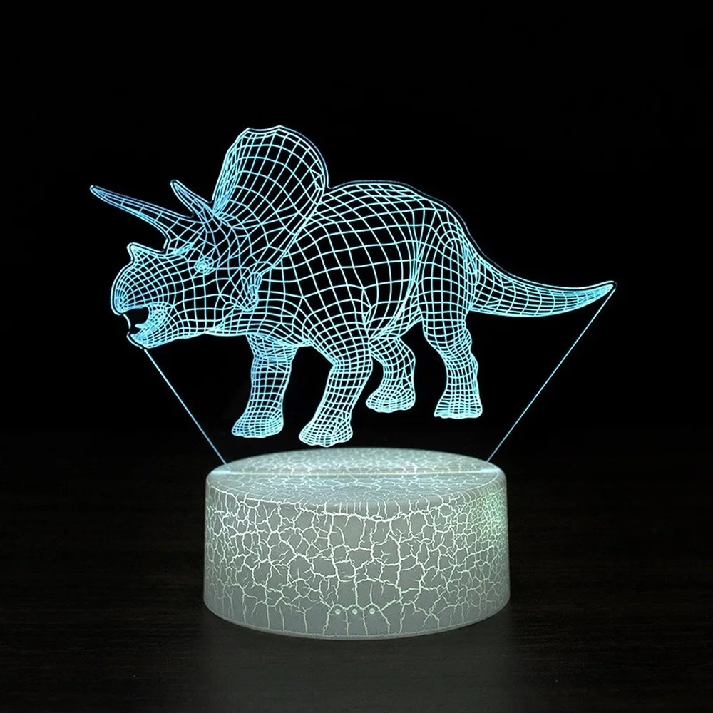 Детский подарок Мультфильм Креативный 3D Динозавр ночник сенсорный Красочный