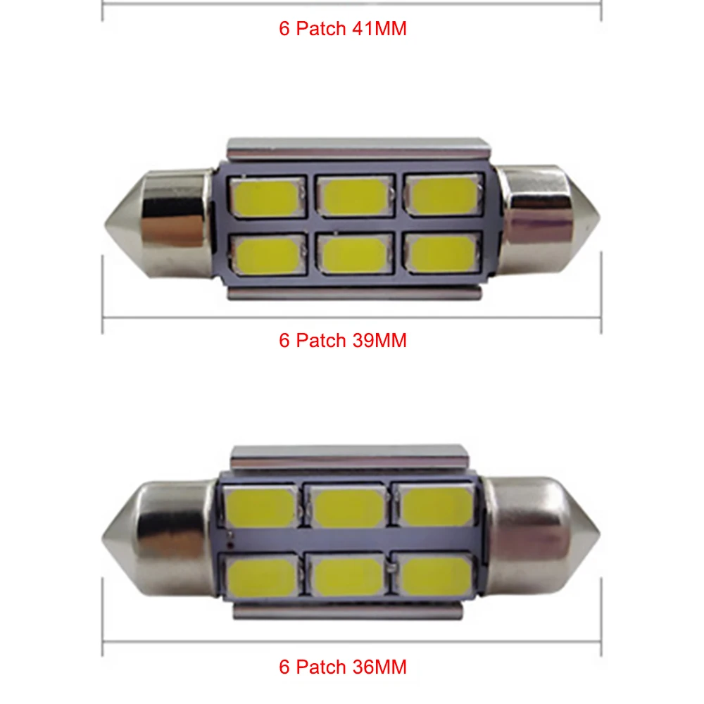 Белый 5630 чип 6 светодиодный 5630-6sm 31 мм 36 мм 39 мм Автомобильный светодиодный светильник Автомобильная внутренняя лампа для чтения двухконцевый декодирующий светильник