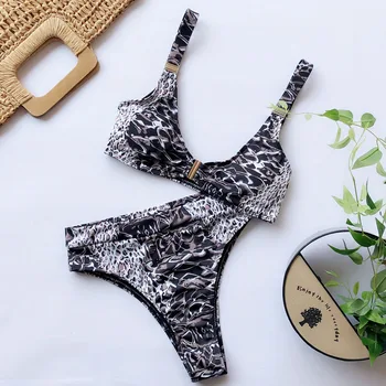 

Sexy High Waist Print Brazilian Bikini Female Swimsuit 2020 Women Swimwear High Cut Bikini set Push Up Bather Bathing Suit