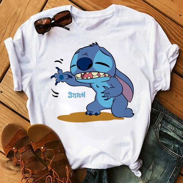 Kawaii Disney Cartoon Stitch T Shirt Men/Women Ohana Lilo Stitch Graphic Tees  Anime Summer Tops Harajuku T-shirt Female 61901