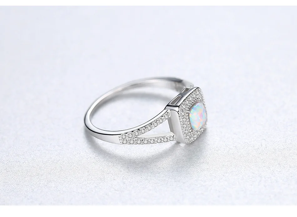 S925 Sterling Silver Diamond Opal Ladies Ring Sadoun.com