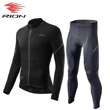 RION Men's Cycling Sets MTB Bicycle Jersey Pants Mountain Bike Pro Cycling Clothing Thermal Fleece Jackets Racing Pad Trousers