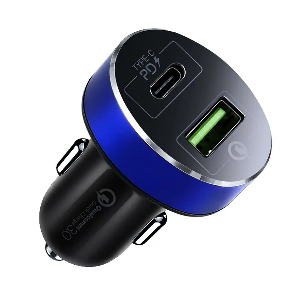 Синий Быстрая зарядка 3,0 USB Автомобильное зарядное устройство для Xiaomi huawei супер зарядка QC 3,0 быстрая PD USB C автомобильное зарядное устройство для телефона - Цвет: Синий