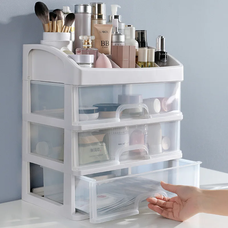 Make Up Case Jewelry Container Box Makeup Organizer Drawers Plastic Cosmetic Storage Brush Holder Organizers | Дом и сад