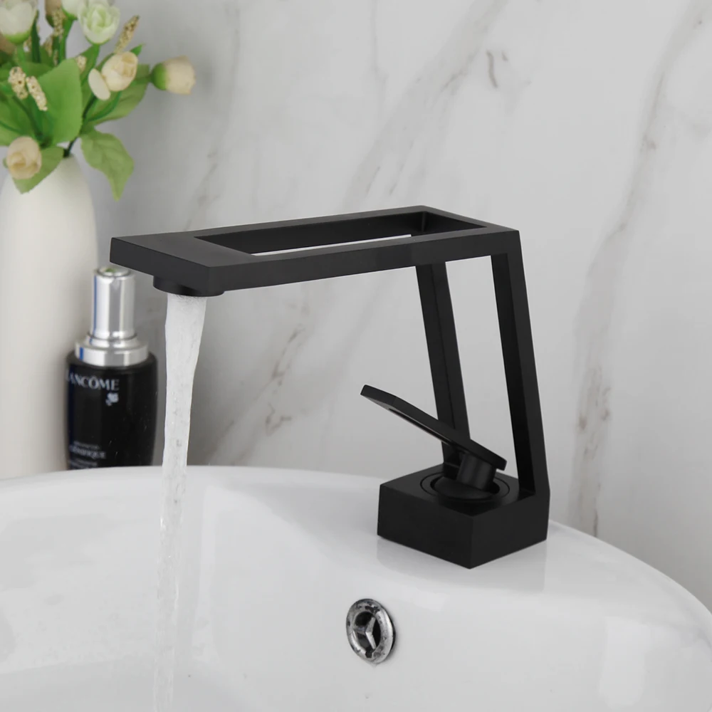 ZAPPO Bathroom Basin Faucet Creative Designed Modern Brass Waterfall Flat Duckbill Sink Hot Cold Water Mixer Tap |