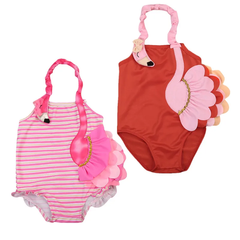 

2020 Kids Baby Girl Flamingos Printed Swimwear Swimsuits One Piece Children Hot Summer Swimming Sunsuit Bathing Suit Bikini Set