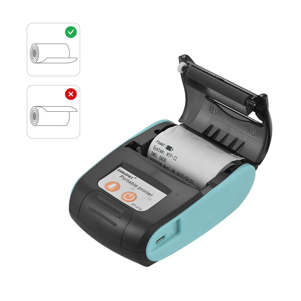 GOOJPRT PT-210 Portable Thermal Printer Handheld 58mm Receipt Printer Suitable For Retail Stores Restaurants Factories Logistics epson mini printer