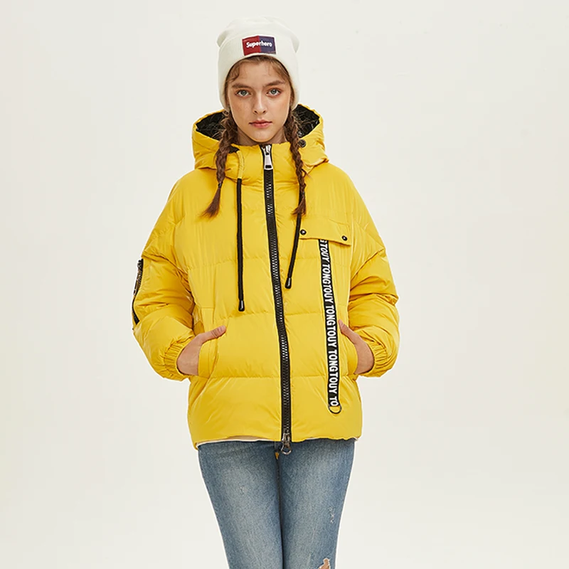 

Women White Duck Down Jacket Female Short cotton Lightweight Warm Ladies Puffer Quilted Coat Tops Clothing Hooded WaterProof New