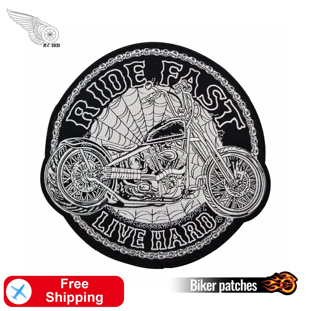 Всадник быстро живи жесткий Большой размер Вышивка Железо на аппликация патч для