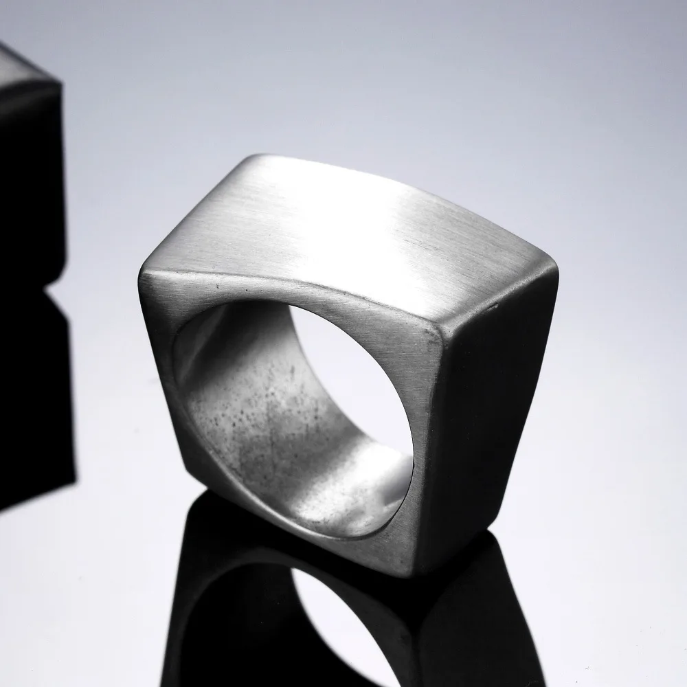 Gothic Men's Silver colour Stainless Steel Ring Rhombic Titanium Ring Steampunk Hip Hop Ring Banquet Jewelry Gift