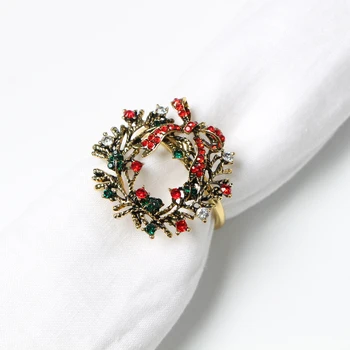 

Christmas Tree Napkin Rings Bow Flower Wreath Mouth Ring Hotel Sample Room Set Table Christmas Napkin Buckle