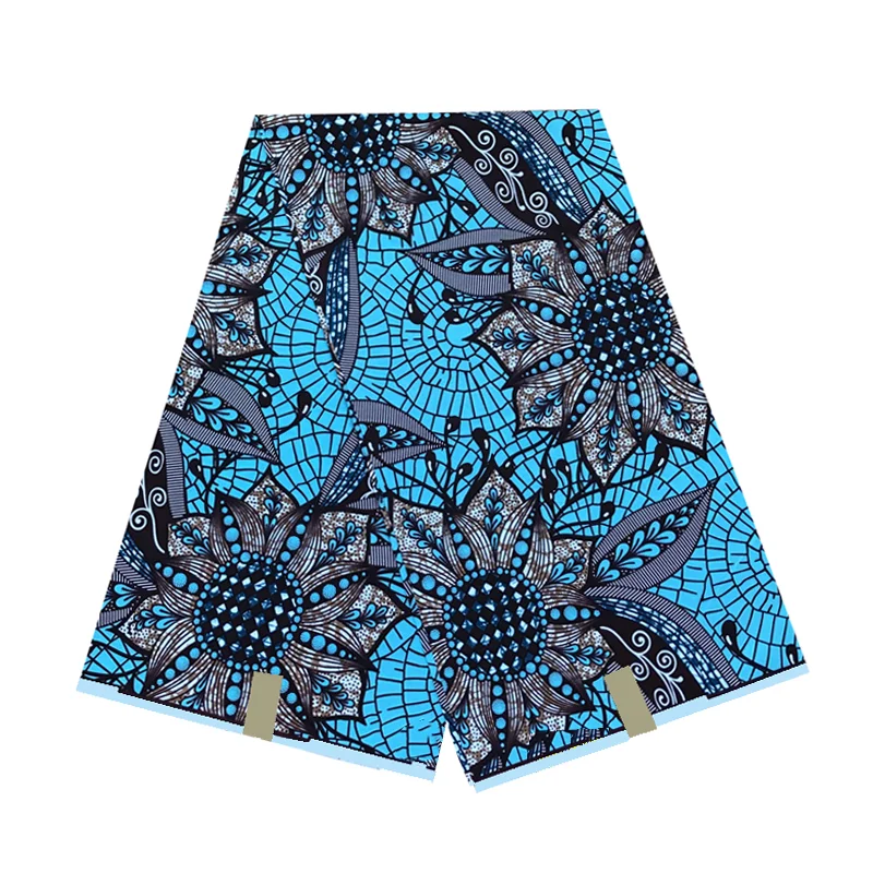 

High Quality Women Dress Materials For Sewing Real Breathable Real Soft African Style Wax Prints Cotton Fabric 6 Yards V-L 127