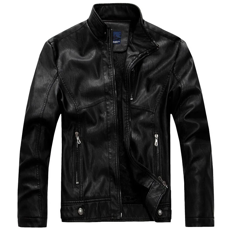 MODEL101 BLACK Кожаная куртка, Мужская куртка-бомбер, Jaqueta De Couro Csaco, мужские кожаные куртки со стоячим воротником, Veste Homme, бархатное мотоциклетное пальто - Цвет: MODEL101 BLACK