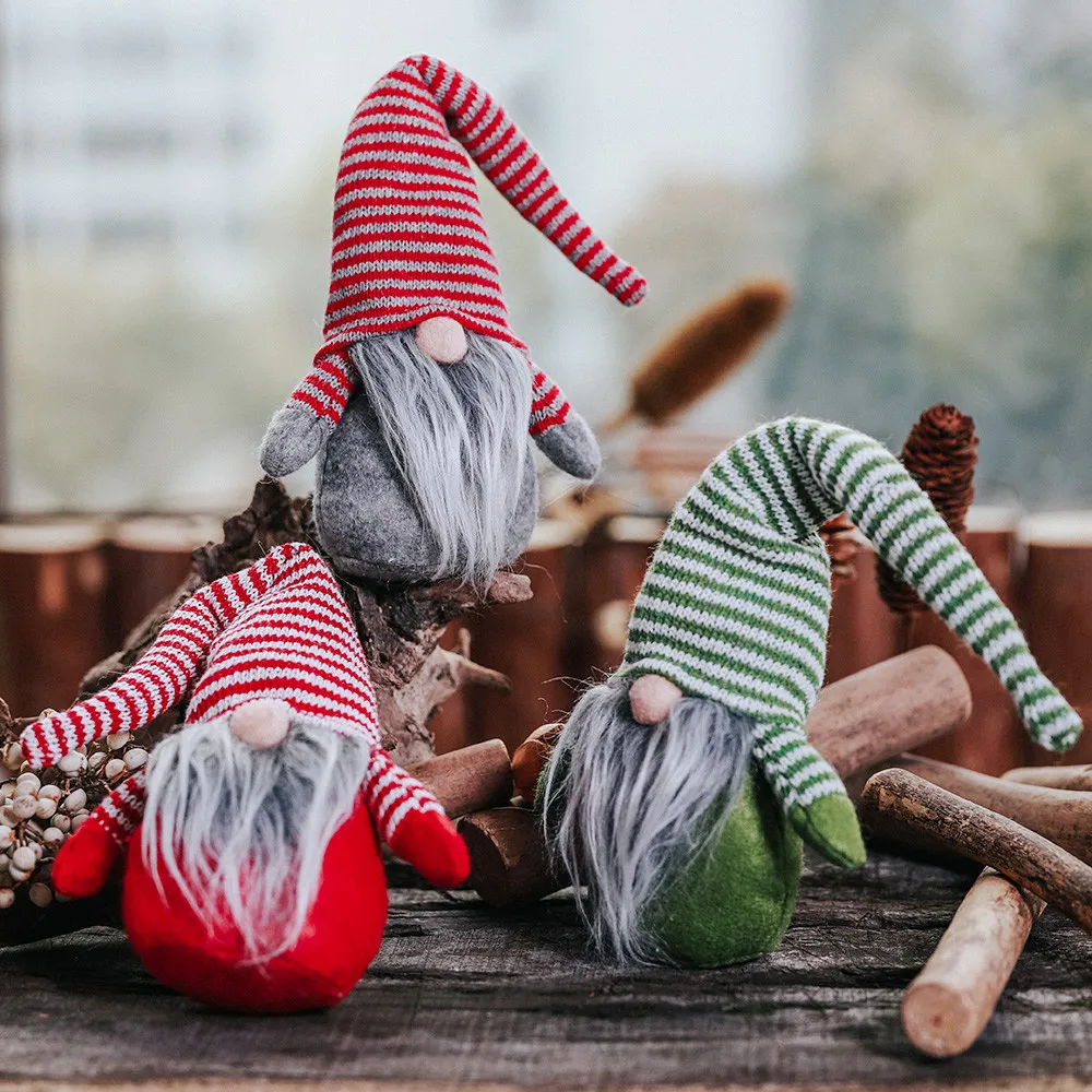 25# полосатый колпачок без лица кукла маленькое украшение фигурки скандинавские земли старая кукла мужчины Рождественский подарок для детей Рождественский Декор