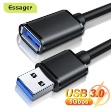 Кабель-удлинитель Essager USB 3,0 2,0 штекер-гнездо для смарт-ТВ PS4 Xbox One ноутбука USB3.0 Кабель-удлинитель Essager USB 3,0 2,0 штекер-гнездо для смарт-ТВ PS4 Xbox One ноутбука USB3.0