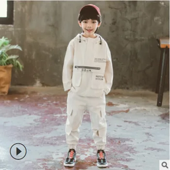 

Boys Cargo Clothing Set 2019 New Spring and Autumn Kids Clothes Children's Sports Pockets Sets 2 Letter Colors Size4-14 ly442